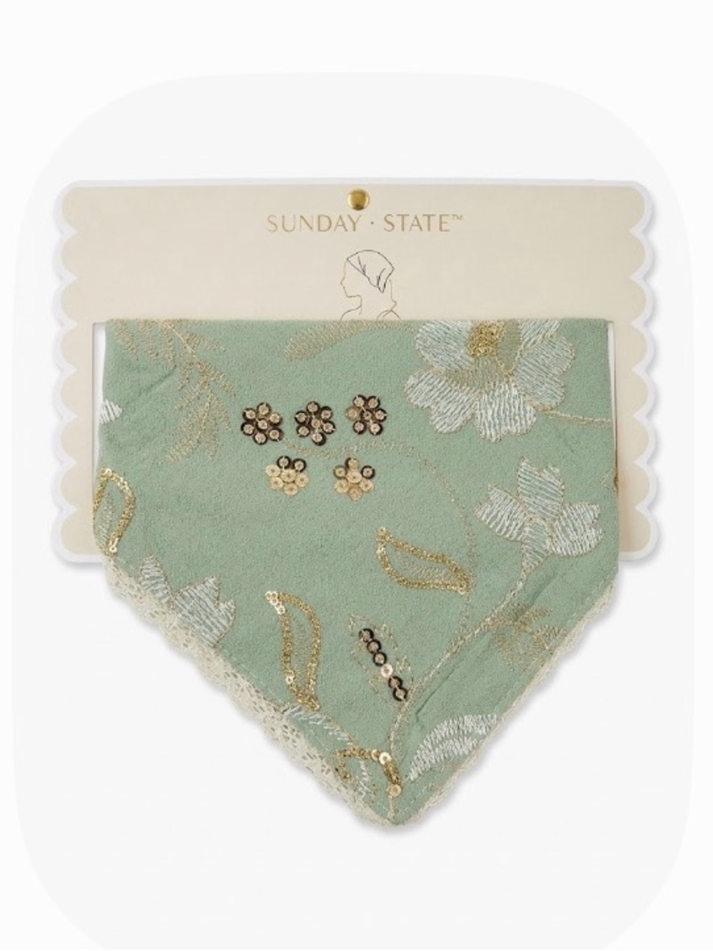 NWT ⚜️💚⚜️ Sunday Floral Embroidered Bandana Scarf Headwrap